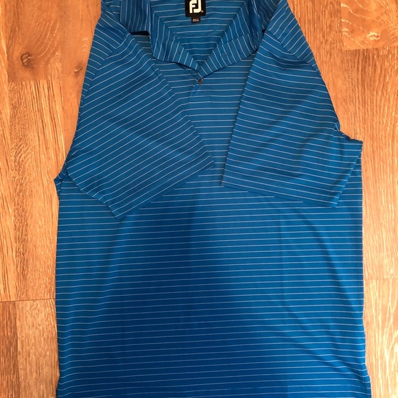 Men’s FootJoy golf polo sz large blue striped - Picture 2 of 3